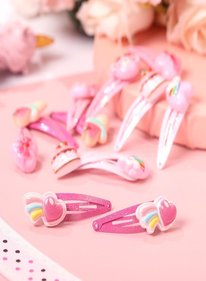 PinkSheep Hair Clips Barrettes for Girls, 6 Pairs Pink Heart Bear Cupcake Ice Cream Hair Pins, Cute Hair Clips Metal Snap Barrettes Sparkly Hair Accessories For toddler Girls Gift Set - Image 3